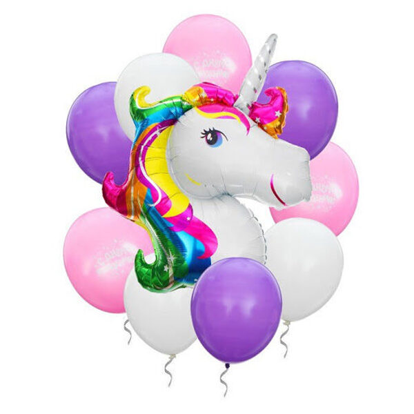 Unicorn + 10 helium balloons #319